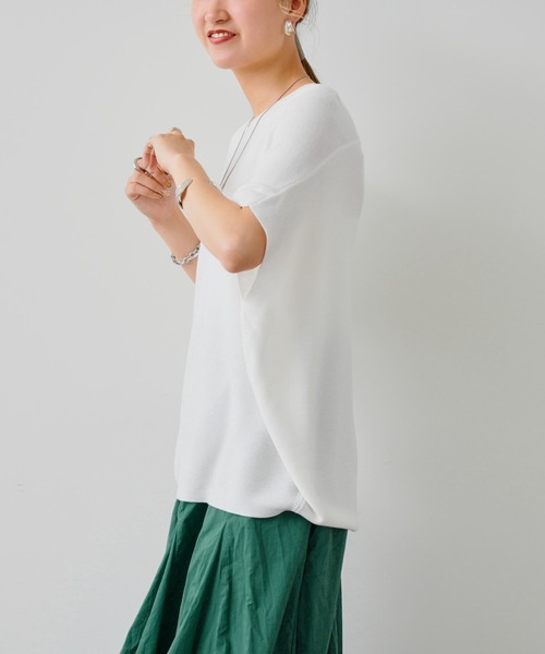Chez toi（シェトワ）の「バックコクーンフレンチスリーブプルオーバー（ニット/セーター・レディース・ブラック/オフホワイト/ライム/オレンジ・FREE）」の10枚目の写真