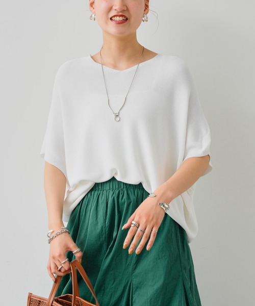 Chez toi（シェトワ）の「バックコクーンフレンチスリーブプルオーバー（ニット/セーター・レディース・ブラック/オフホワイト/ライム/オレンジ・FREE）」の11枚目の写真