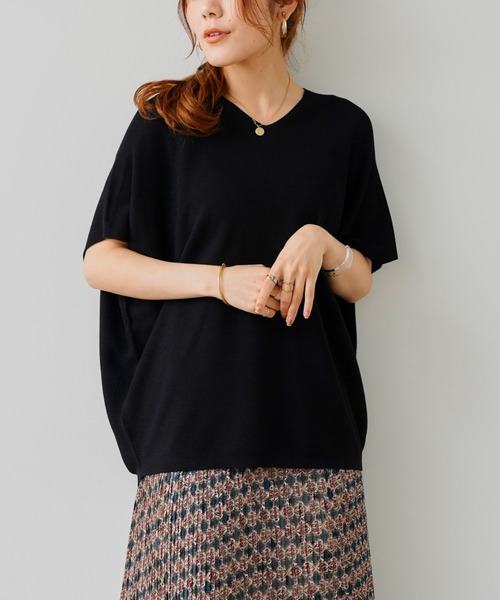 Chez toi（シェトワ）の「バックコクーンフレンチスリーブプルオーバー（ニット/セーター・レディース・ブラック/オフホワイト/ライム/オレンジ・FREE）」の19枚目の写真