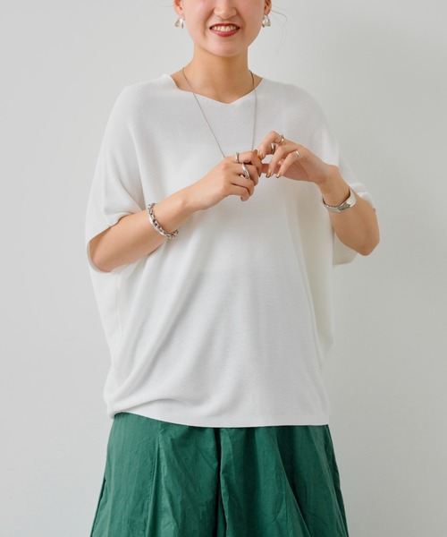 Chez toi（シェトワ）の「バックコクーンフレンチスリーブプルオーバー（ニット/セーター・レディース・ブラック/オフホワイト/ライム/オレンジ・FREE）」の6枚目の写真