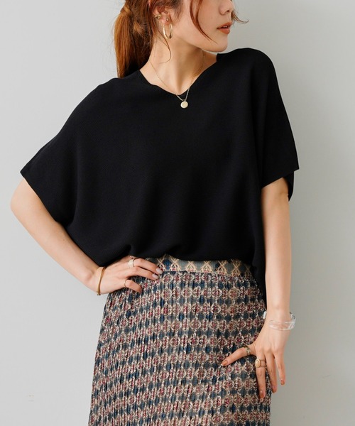Chez toi（シェトワ）の「バックコクーンフレンチスリーブプルオーバー（ニット/セーター・レディース・ブラック/オフホワイト/ライム/オレンジ・FREE）」の5枚目の写真