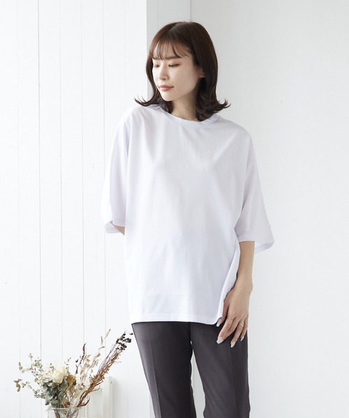 VIBGYOR(ヴィブジョー)の「VIBGYOR Select/梨地クルー/Ntee(BL)(Tシャツ/カットソー・メンズ・ホワイト/チャコールグレー/ライトグレー/ブラック/グレイッシュベージュ・LARGE/MEDIUM)」の2枚目の写真