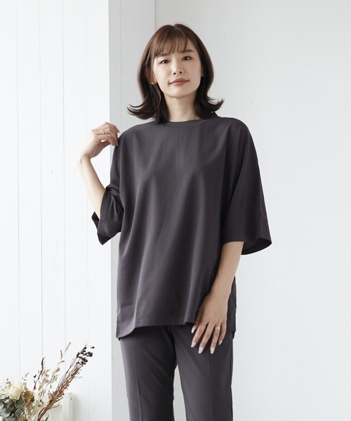 VIBGYOR(ヴィブジョー)の「VIBGYOR Select/梨地クルー/Ntee(BL)(Tシャツ/カットソー・メンズ・ホワイト/チャコールグレー/ライトグレー/ブラック/グレイッシュベージュ・LARGE/MEDIUM)」の3枚目の写真