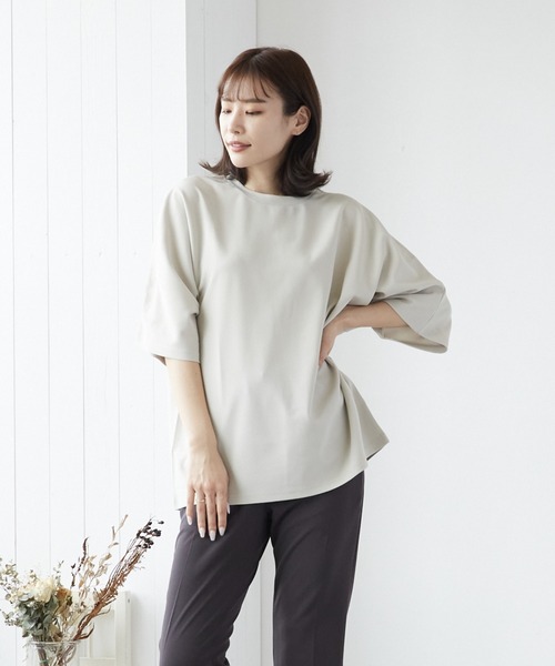VIBGYOR(ヴィブジョー)の「VIBGYOR Select/梨地クルー/Ntee(BL)(Tシャツ/カットソー・メンズ・ホワイト/チャコールグレー/ライトグレー/ブラック/グレイッシュベージュ・LARGE/MEDIUM)」の4枚目の写真