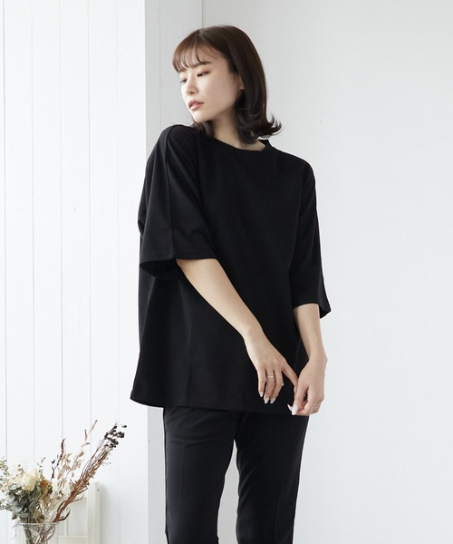 VIBGYOR(ヴィブジョー)の「VIBGYOR Select/梨地クルー/Ntee(BL)(Tシャツ/カットソー・メンズ・ホワイト/チャコールグレー/ライトグレー/ブラック/グレイッシュベージュ・LARGE/MEDIUM)」の1枚目の写真