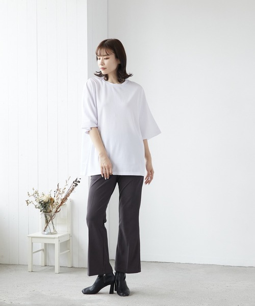 VIBGYOR(ヴィブジョー)の「VIBGYOR Select/梨地クルー/Ntee(BL)(Tシャツ/カットソー・メンズ・ホワイト/チャコールグレー/ライトグレー/ブラック/グレイッシュベージュ・LARGE/MEDIUM)」の6枚目の写真