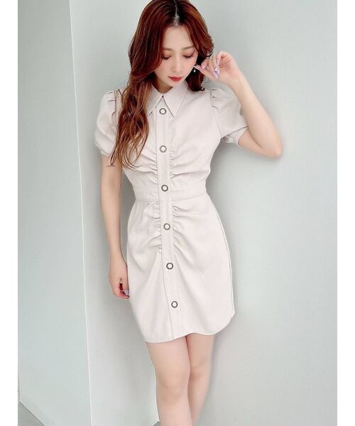 RESEXXY(リゼクシー)の「フロントギャザーミニシャツワンピース(ワンピース・レディース・アイボリー/グリーン/ブルー・FREE)」の5枚目の写真