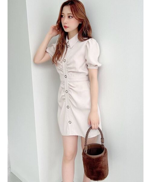 RESEXXY(リゼクシー)の「フロントギャザーミニシャツワンピース(ワンピース・レディース・アイボリー/グリーン/ブルー・FREE)」の12枚目の写真