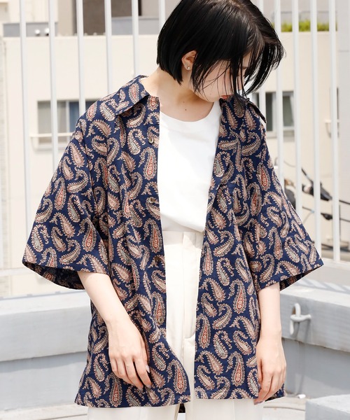 TOWNCRAFT(タウンクラフト)の「TOWNCRAFT/タウンクラフト PAISLEY BIG SHIRTS ペイズリー柄半袖シャツ(シャツ/ブラウス・メンズ・ブラック/ネイビー・M/L)」の21枚目の写真