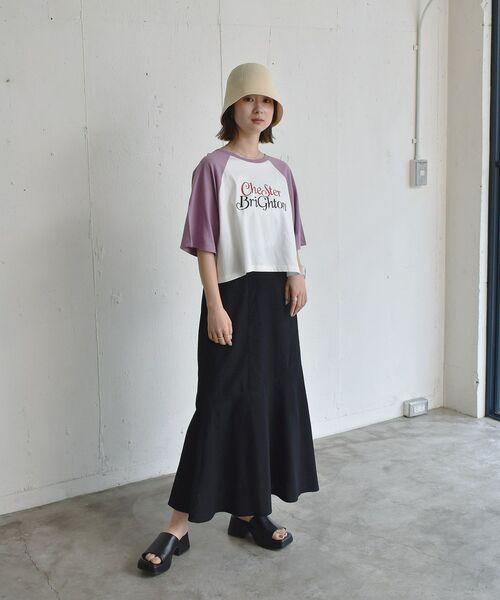 RETRO GIRL(レトロガール)の「ロゴラグラン半袖Tee(Tシャツ/カットソー・レディース・ブラック/グリーン/ラベンダー・FREE)」の10枚目の写真