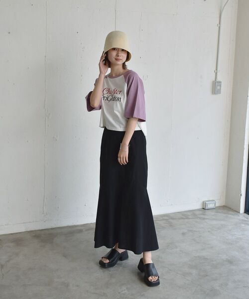 RETRO GIRL(レトロガール)の「ロゴラグラン半袖Tee(Tシャツ/カットソー・レディース・ブラック/グリーン/ラベンダー・FREE)」の8枚目の写真