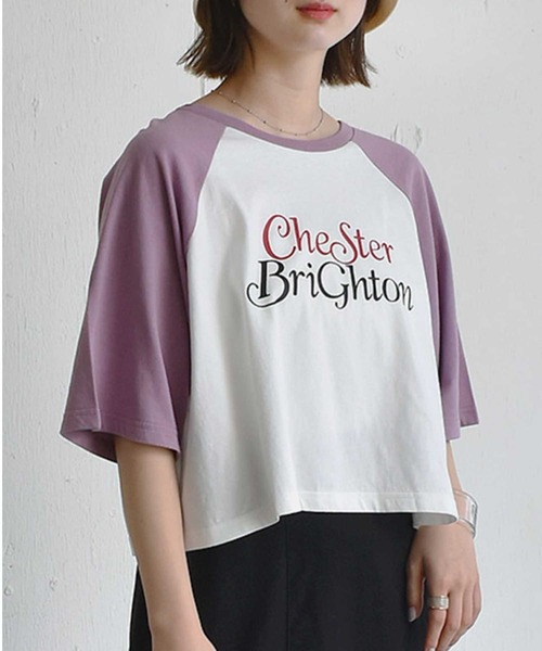 RETRO GIRL(レトロガール)の「ロゴラグラン半袖Tee(Tシャツ/カットソー・レディース・ブラック/グリーン/ラベンダー・FREE)」の1枚目の写真