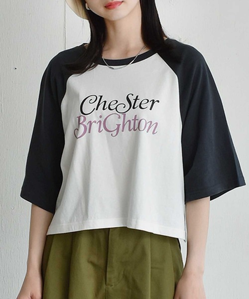 RETRO GIRL(レトロガール)の「ロゴラグラン半袖Tee(Tシャツ/カットソー・レディース・ブラック/グリーン/ラベンダー・FREE)」の2枚目の写真