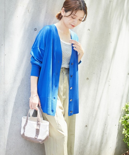 JOURNAL STANDARD（ジャーナルスタンダード）の「ドライコットンライトカーディガン（カーディガン/ボレロ・レディース・ホワイト/ブラック/ブルー/ライトグレー・FREE）」の14枚目の写真