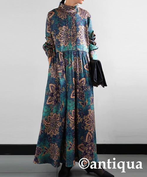 antiqua（アンティカ）の「花柄デザインワンピース（ワンピース・レディース・エメラルド・FREE）」の4枚目の写真