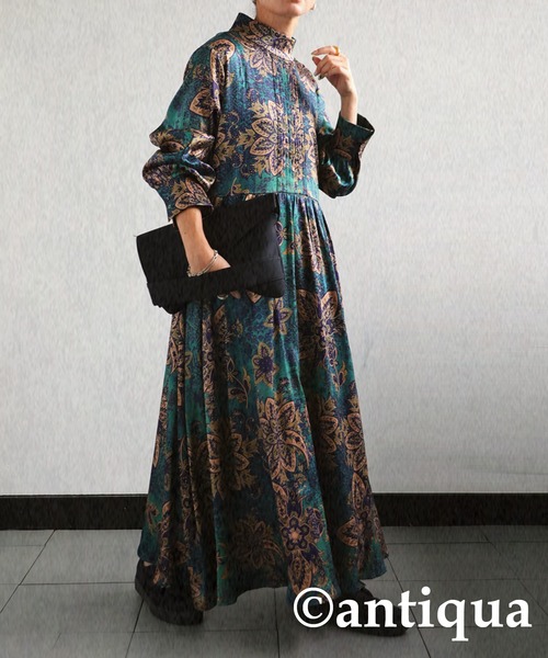 antiqua（アンティカ）の「花柄デザインワンピース（ワンピース・レディース・エメラルド・FREE）」の7枚目の写真