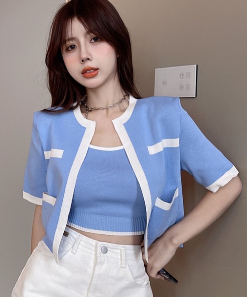 meJane（ミージェーン）の「コンパクトカーディガンツインセット（アンサンブル・レディース・ホワイト/ブラック/ブルー・FREE）」の11枚目の写真