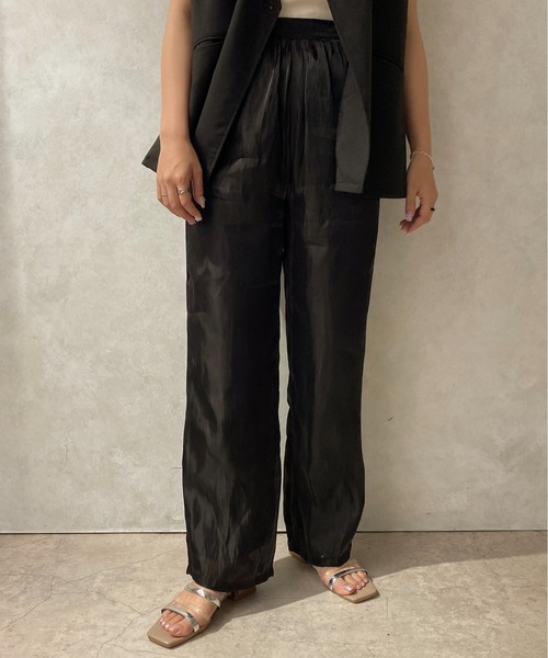 apres jour clair(アプレジュールクレア)の「【apres jour clair】サテンストレートパンツ【ZOZOTOWN限定アイテム】(その他パンツ・レディース・ブラック/アイボリー/ブラウン系その他・X-LARGE/フリー)」の10枚目の写真