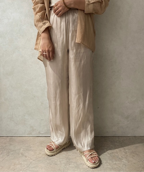 apres jour clair(アプレジュールクレア)の「【apres jour clair】サテンストレートパンツ【ZOZOTOWN限定アイテム】(その他パンツ・レディース・ブラック/アイボリー/ブラウン系その他・X-LARGE/フリー)」の9枚目の写真