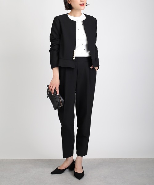 ピッチンノーカラーペプラムパールジャケット　セブンテン ヨリ　チェスティ　ヨリ PICCIN PERLA ジャケット ノーカラージャケット パールボタン