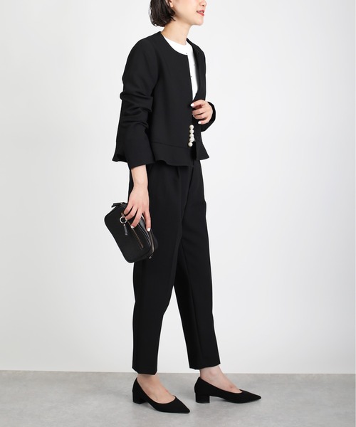 PICCIN PERLA（ピッチンペルラ）の「【セットアップ可能】ペプラムパールジャケット（ノーカラージャケット・レディース・ブラック/ネイビー/アイボリー・M）」の16枚目の写真