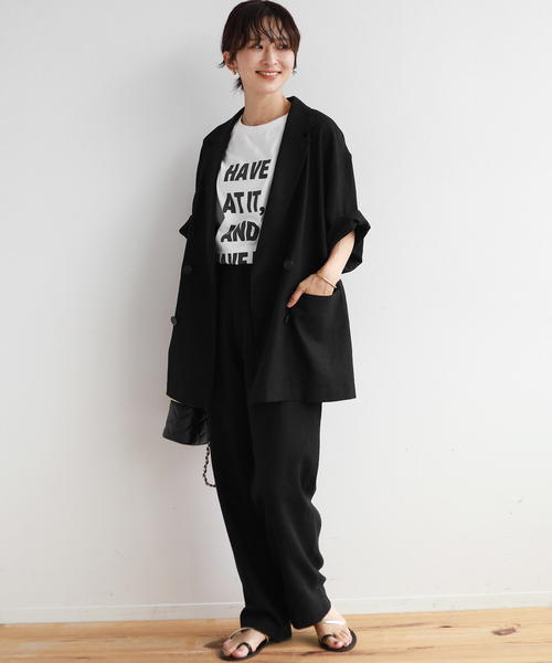 JOURNAL STANDARD relume（ジャーナルスタンダード　レリューム）の「リネンレーヨンテーパードパンツ（その他パンツ・レディース・ホワイト/ブラック/ブラウン・36/40/38）」の6枚目の写真