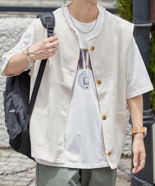 DISCOAT(ディスコート)の「【ユニセックス】デニムベスト(ベスト・レディース・アイボリー/インディゴブルー/サックスブルー・FREE)」の21枚目の写真