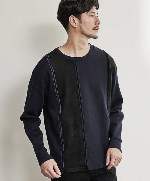 UNION STATION（ユニオンステーション）の「ダンボール×フェイクスエードポンチロンT（Tシャツ/カットソー・メンズ・ブラック/ネイビー/ホワイト・LL/L/M）」の3枚目の写真