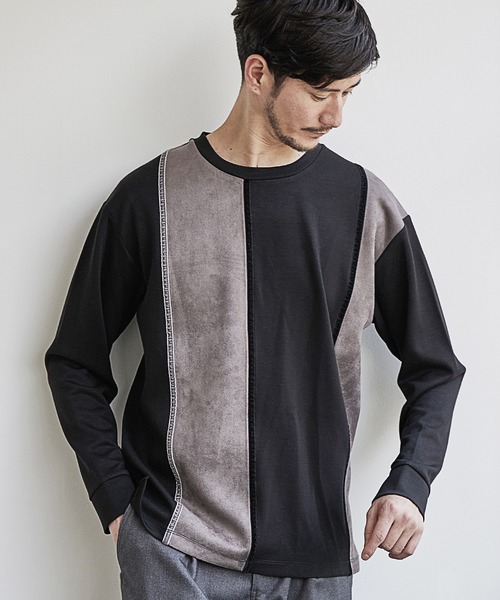 UNION STATION（ユニオンステーション）の「ダンボール×フェイクスエードポンチロンT（Tシャツ/カットソー・メンズ・ブラック/ネイビー/ホワイト・LL/L/M）」の2枚目の写真