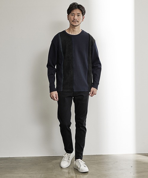 UNION STATION（ユニオンステーション）の「ダンボール×フェイクスエードポンチロンT（Tシャツ/カットソー・メンズ・ブラック/ネイビー/ホワイト・LL/L/M）」の12枚目の写真