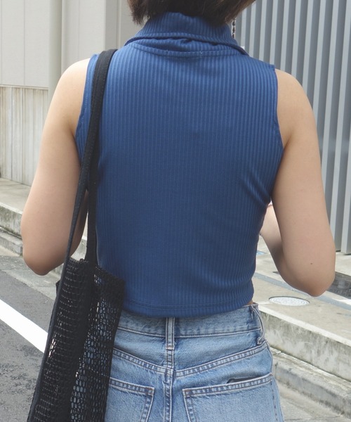ARCHIVER（アーカイバ）の「【Bz】[SW] 無地テレコハ-フZIPチビP/Oノ-スリ-ブトップスピ-スマ-クスライダ-(RZ)（Tシャツ/カットソー・レディース・ブラック/ネイビー/オフホワイト・FREE）」の13枚目の写真