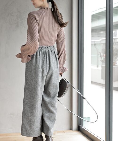 rps（アールピーエス）の「キャンディ袖フリルネックリブニットプルオーバー（ニット/セーター・レディース・ブラック/アイボリー/モカ/ラベンダー/ベージュ系その他/グリーン/ボルドー/イエロー/グレー系その他/杢グレー・M/フリー）」の18枚目の写真