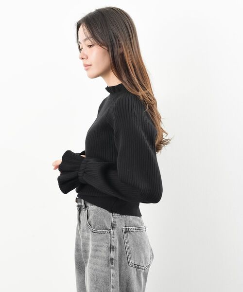 rps（アールピーエス）の「キャンディ袖フリルネックリブニットプルオーバー（ニット/セーター・レディース・ブラック/アイボリー/モカ/ラベンダー/ベージュ系その他/グリーン/ボルドー/イエロー/グレー系その他/杢グレー・M/フリー）」の12枚目の写真