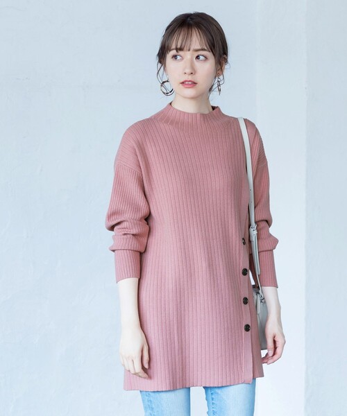 【セール】【洗える】1枚でもレイヤード効果のあるサイドボタンチュニック（チュニック）｜Tiaclasse（ティアクラッセ）