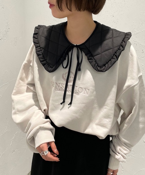 apres jour mignon（アプレジュールミニョン）の「キルティングフリル付け襟【ZOZOTOWN限定アイテム】（付け襟・レディース・ブラック/オフホワイト・フリー）」の6枚目の写真