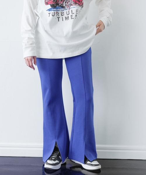 PBLIM（ページボーイリム）の「PAGEBOYLIM/スリットカットフレアパンツ（スラックス・レディース・ブラック/ブルー/ダークオレンジ・FREE）」の3枚目の写真