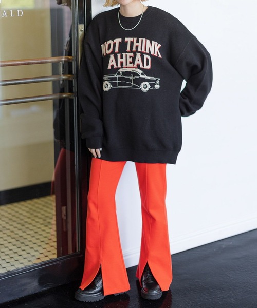 PBLIM（ページボーイリム）の「PAGEBOYLIM/スリットカットフレアパンツ（スラックス・レディース・ブラック/ブルー/ダークオレンジ・FREE）」の8枚目の写真