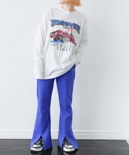 PBLIM（ページボーイリム）の「PAGEBOYLIM/スリットカットフレアパンツ（スラックス・レディース・ブラック/ブルー/ダークオレンジ・FREE）」の5枚目の写真