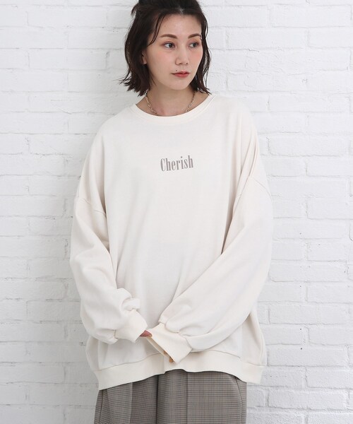 Cutie Blonde（キューティーブロンド）の「◆オーバーサイズ ロゴスウェット（スウェット・レディース・ホワイト系その他/チャコール/ライトグレー系/アイボリー系/パープル系5/オレンジ系5・00）」の7枚目の写真