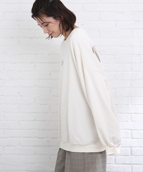 Cutie Blonde（キューティーブロンド）の「◆オーバーサイズ ロゴスウェット（スウェット・レディース・ホワイト系その他/チャコール/ライトグレー系/アイボリー系/パープル系5/オレンジ系5・00）」の8枚目の写真