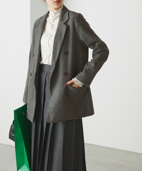 forksy.（フォルクシー）の「【forksy.】ガンクラブチェックダブルボタンテーラードジャケット（テーラードジャケット・レディース・ベージュ/グレー・FREE）」の12枚目の写真