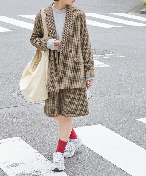 forksy.（フォルクシー）の「【forksy.】ガンクラブチェックダブルボタンテーラードジャケット（テーラードジャケット・レディース・ベージュ/グレー・FREE）」の14枚目の写真