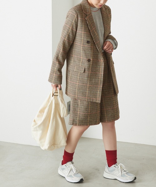 forksy.（フォルクシー）の「【forksy.】ガンクラブチェックダブルボタンテーラードジャケット（テーラードジャケット・レディース・ベージュ/グレー・FREE）」の19枚目の写真