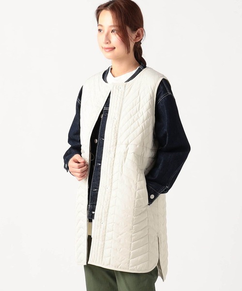 Grand PARK（グランドパーク）の「軽いロング丈　キルティングベスト（ベスト・レディース・カーキ/ベージュ/オフホワイト/ネイビー・FREE）」の2枚目の写真