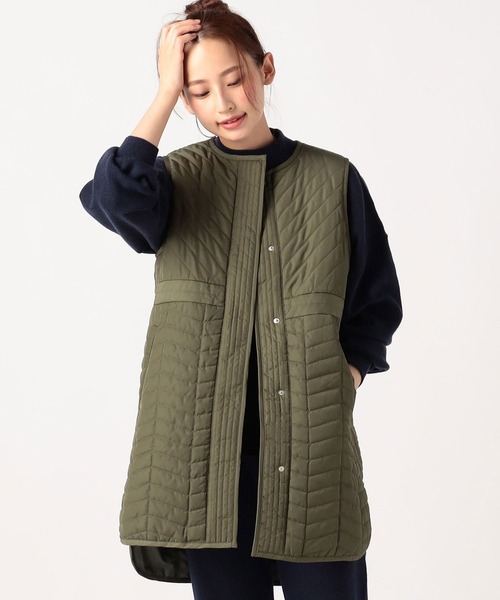 Grand PARK（グランドパーク）の「軽いロング丈　キルティングベスト（ベスト・レディース・カーキ/ベージュ/オフホワイト/ネイビー・FREE）」の3枚目の写真