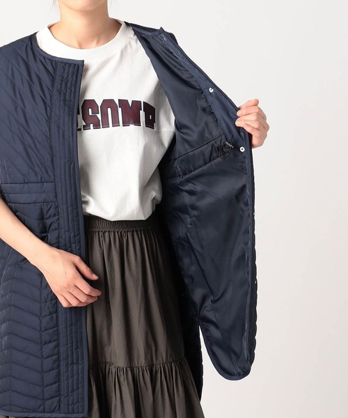 Grand PARK（グランドパーク）の「軽いロング丈　キルティングベスト（ベスト・レディース・カーキ/ベージュ/オフホワイト/ネイビー・FREE）」の8枚目の写真