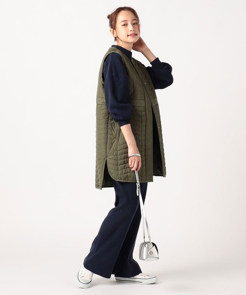 Grand PARK（グランドパーク）の「軽いロング丈　キルティングベスト（ベスト・レディース・カーキ/ベージュ/オフホワイト/ネイビー・FREE）」の16枚目の写真