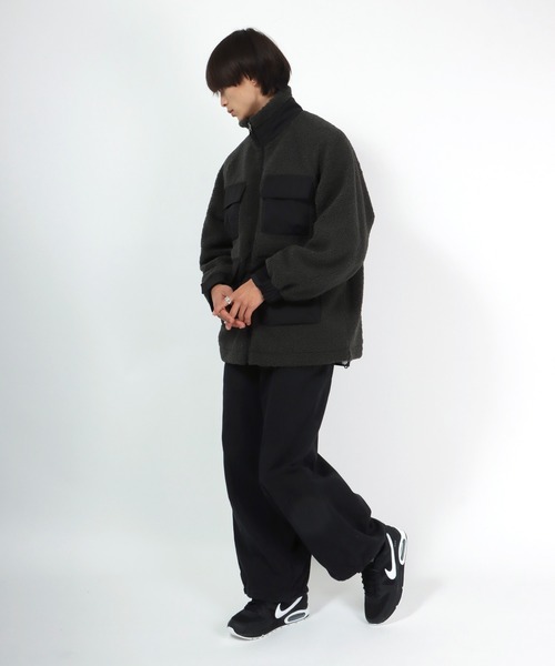 セール】スタンドネック ボアフリースブルゾン/ボアジャケット メンズ