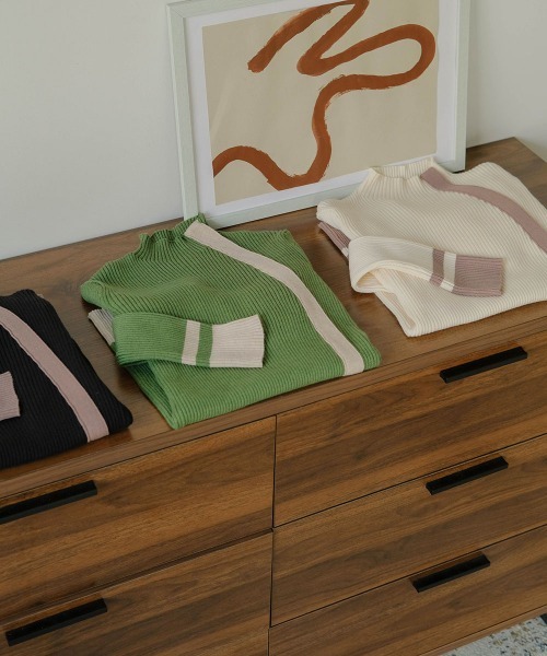 バイカラーラインニットプルオーバー