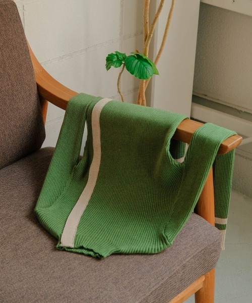 バイカラーラインニットプルオーバー